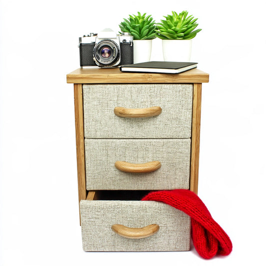 Baule portaoggetti con rivestimento in tessuto, colore marrone chiaro